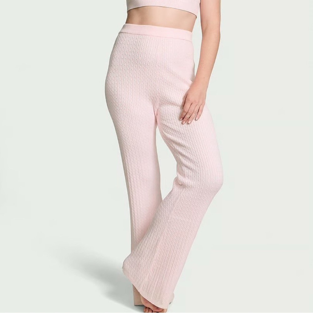 Victoria's Secret Light Pink Flare Knit Pants